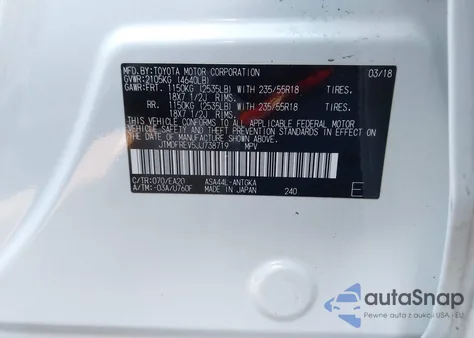 2018 Toyota Rav4 Limited из США, поврежденный, VIN JTMDFREV5JJ738719